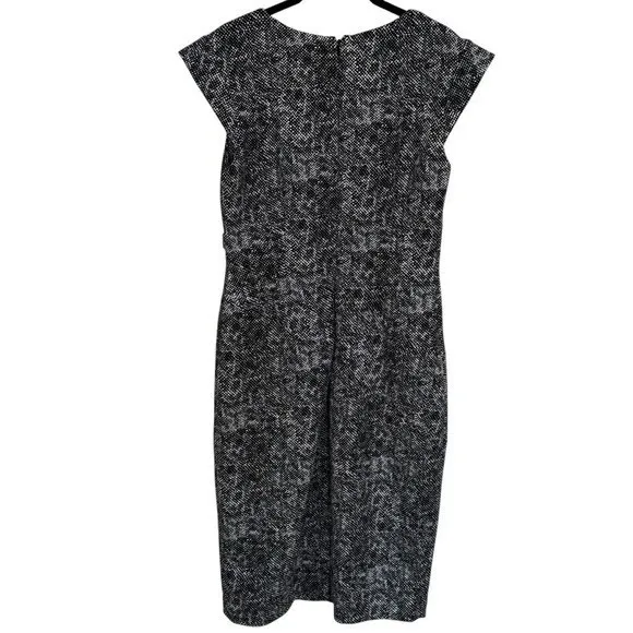 White House | Black Market Black & White Micro Polka Dot V-Neck Midi Pencil Dress Career Church Size 8 - Image 5