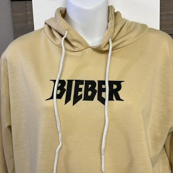 Justin Bieber Tan Purpose World Tour Hoodie with Kangaroo Pocket- Large - Image 2