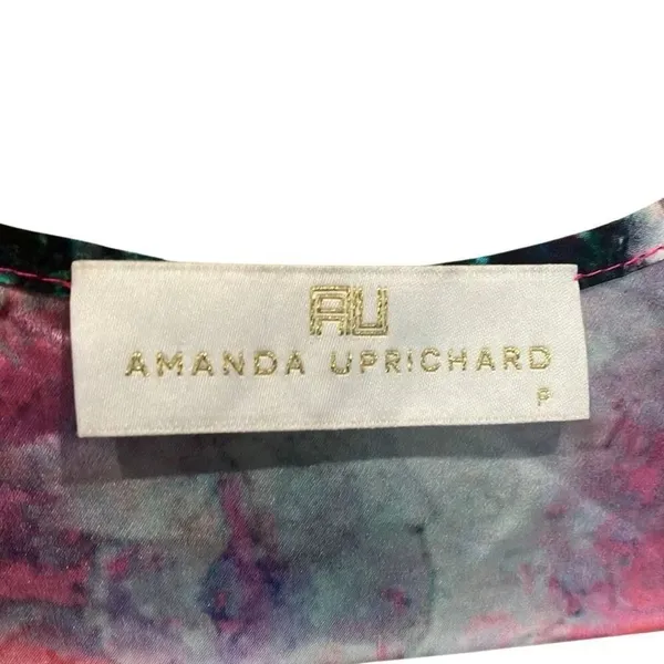Amanda Uprichard Sz P/XS 100% Silk Faux Wrap Colorful Peek a boo Top #200 - Image 3