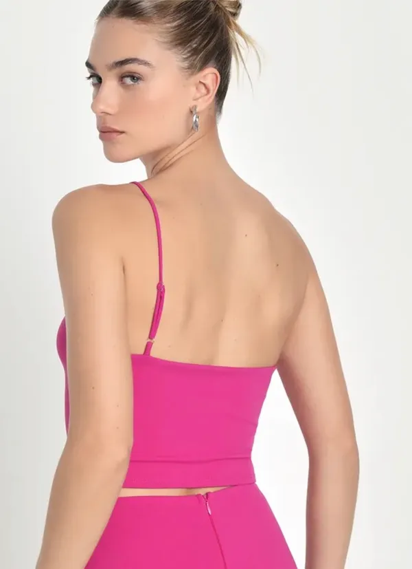 Magenta One-Shoulder Jumpsuit. - Image 2