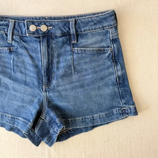 American Eagle Stretch Denim Mom Shorts Womens 4 Blue - Image 3