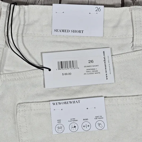 WeWoreWhat Seamed Short High Rise Twill‎ Denim White Button Fly WWDB99-1 Size 26 - Image 3