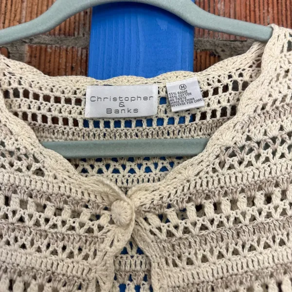 90s Button Front Crochet Knit Top - Image 2