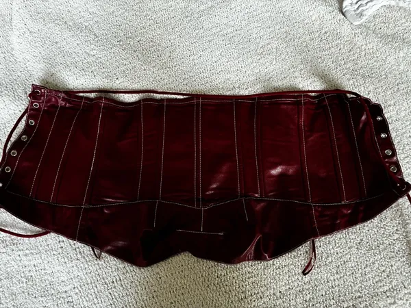 Red Edikted faux leather lace up corset top - Image 4