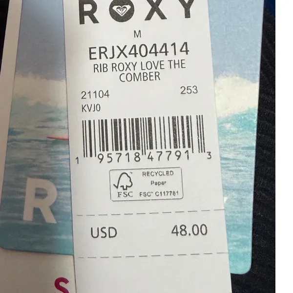 NWT Roxy Love The Comber Ribbed Bikini Bottom Black Hipster Swim Medium - Image 4