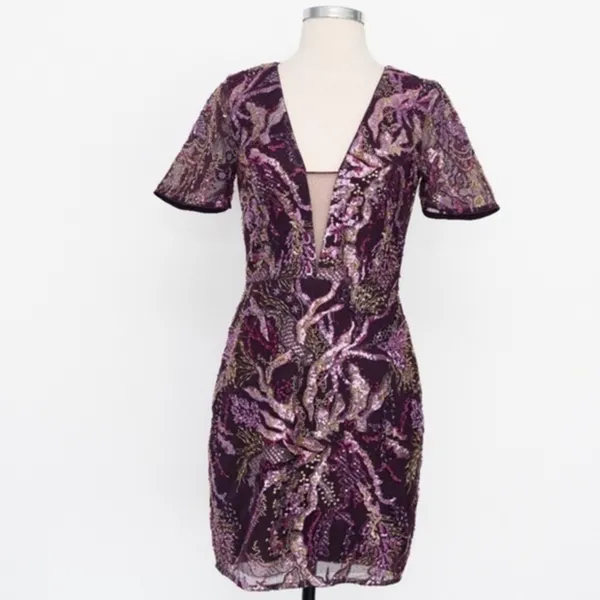 Dress The Population Floral‎ Sequin Embroidery Mini Dress - Image 2
