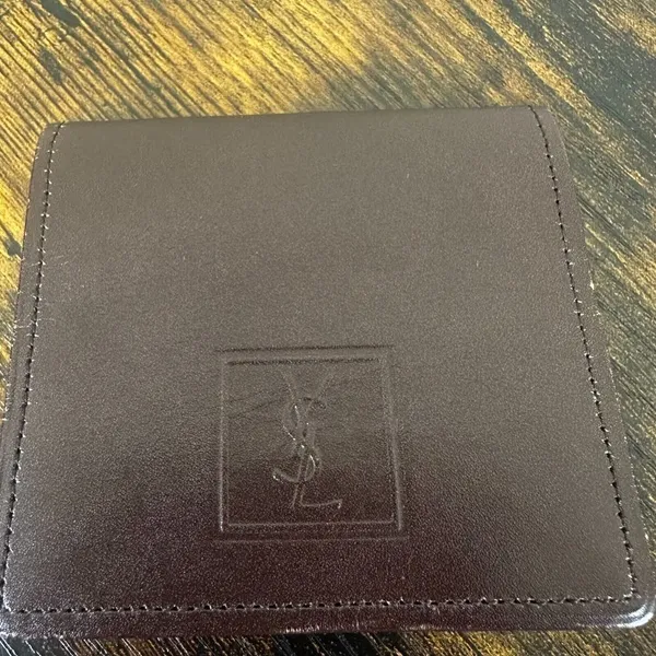 YSL Yves Saint Laurent Card Coin Holder Case Brown Leather‎ - Image 2