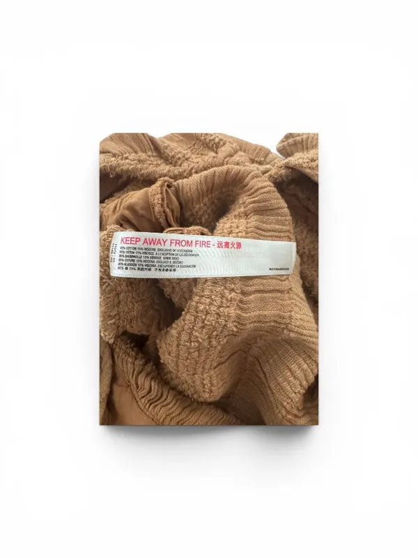 Free People Brown Textured Puff‑Sleeve Dress – Tie‑Back – Size S - Image 5