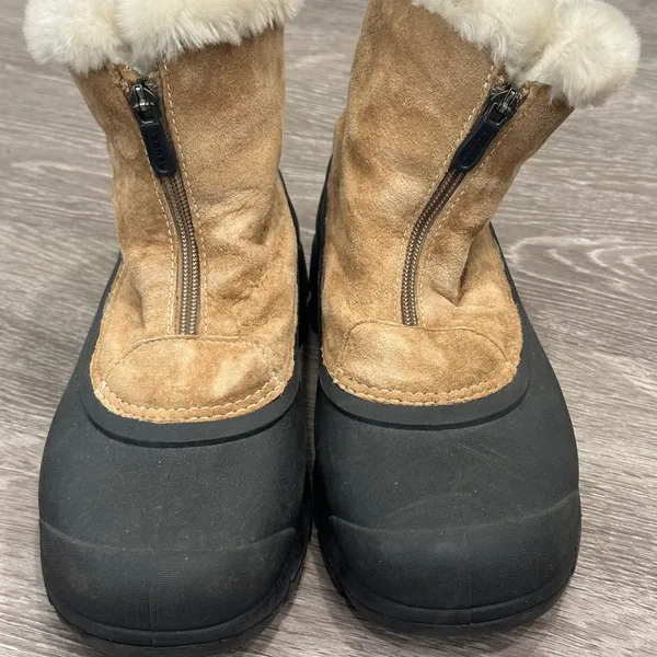 Sorel Snow Angel Zip Front Waterproof‎ Winter Boots Rootbeer Brown Suede Zip 9 - Image 2