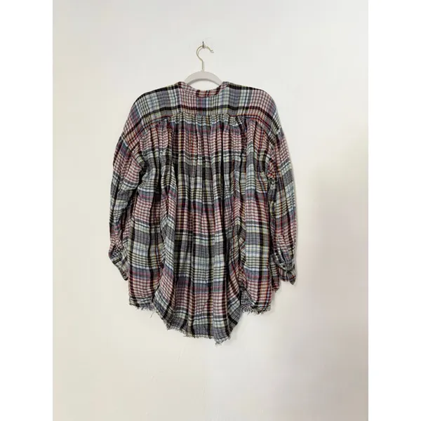 Women's Free People Plaid Button Down Shirt S Multicolor Rayon Cotton - Image 2