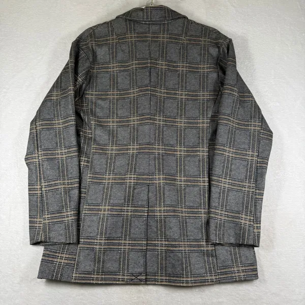 Avec Les Filles Womens Grey Plaid Double Breasted Blazer Jacket Size M 80103 - Image 8