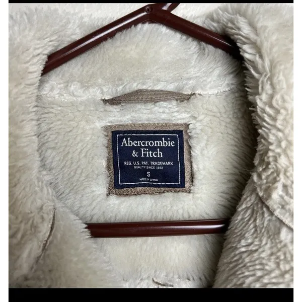Vintage Y2K Abercrombie Fitch Jacket Womens Small Brown Suede Sherpa Fur 2000's - Image 11