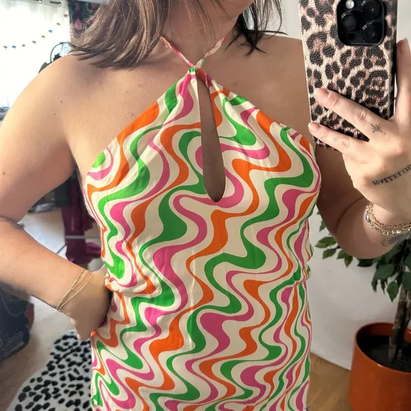 Zara Halter Swirl Whimsical Mini Dress Multi XL NWT - Image 5