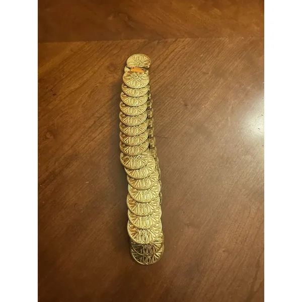 Chain Belt Goldtone Metal Faux Coin Stretchy Will Fit From 24" Up to 28" Waist - Image 5