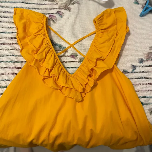 Maeve Ruffle Tunica Mini Dress V-Neck A-Line Spring Mango Vacay Resort 🌴💛 - Image 12