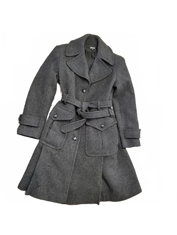 DKNY Womens Wool Blend Tie Belt Trench - Size 6 - Image 3