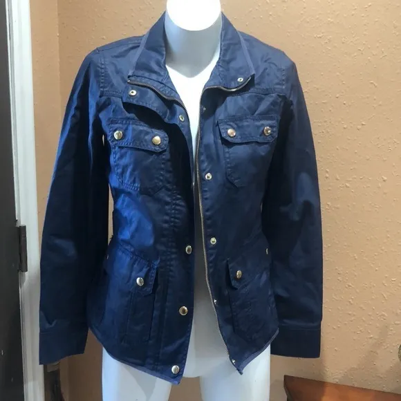 J.Crew navy blue button up jacket - Image 3