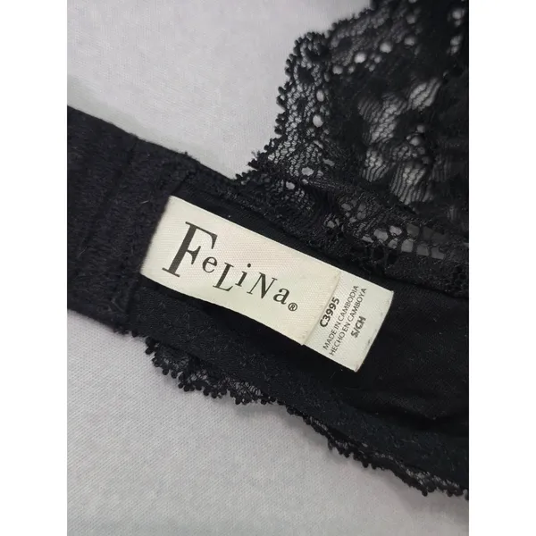 Felina Black Whimsy Romantic Boudoir Bridal Cottage Lingerie Lace Bralette Small - Image 6
