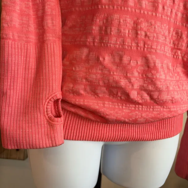 Lululemon Rest Less Pullover Heather Electric Coral Long Sleeve‎ Size 4 - Image 3