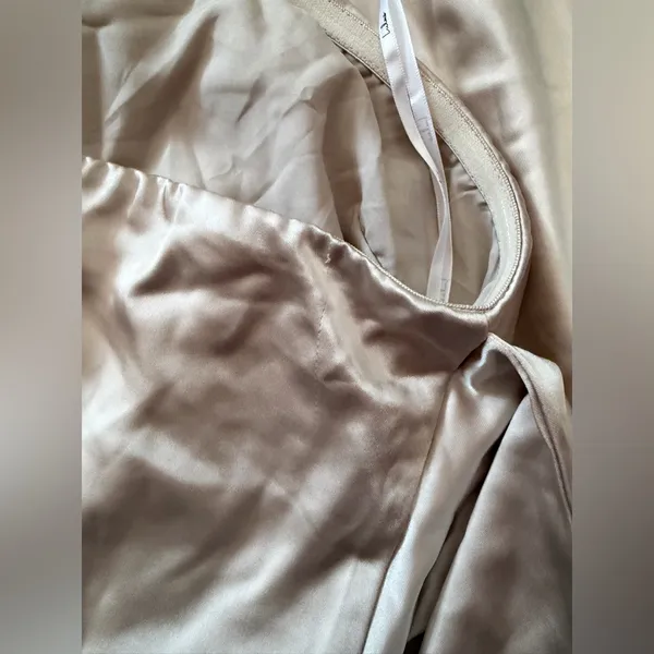 Lulu's Maritza Champagne Satin Sash Tulip Maxi Dress - Image 5