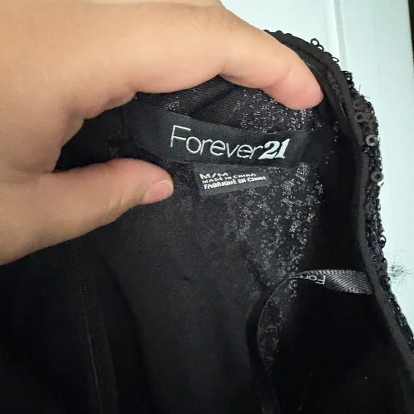 Forever 21 Black Sequin High Low Strapless Dress Size: M - Image 3