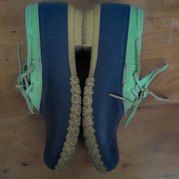 LL Bean Women's Bean Boots, Rubber Mocs with Leather Green Uppers 7M - Image 4