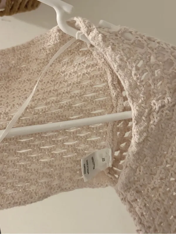 La Hearts Cream Open-Knit Crochet Cardigan - Image 3