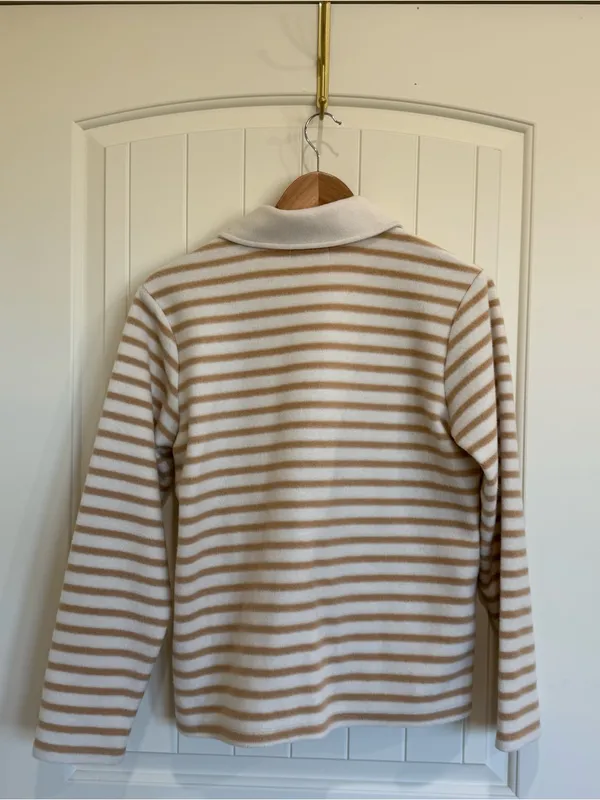 Carve Designs Clara Fleece Pullover in Birch Even Stripe - Image 6