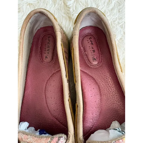 Sperry Top-Sider Boat Shoes Leather Pink Sequins‎ Women's Size 8M - Image 7
