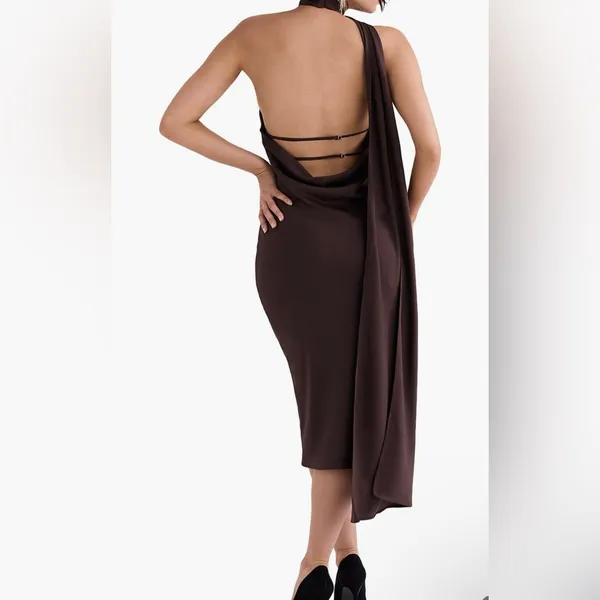 House of CB Angelina Asymmetric Halter Midi Dress size S - Image 2