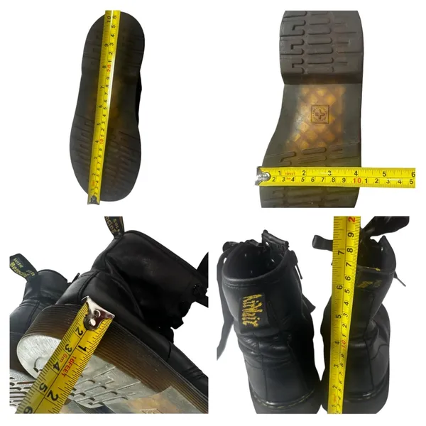 Dr. Martens Black Leather Lace Up Ankle Boots Side Zip US 7 - Image 9
