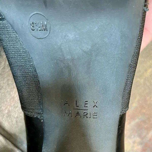 Alex Marie Black High Heel Pump Elastic Strap Size 8.5 M - Image 8