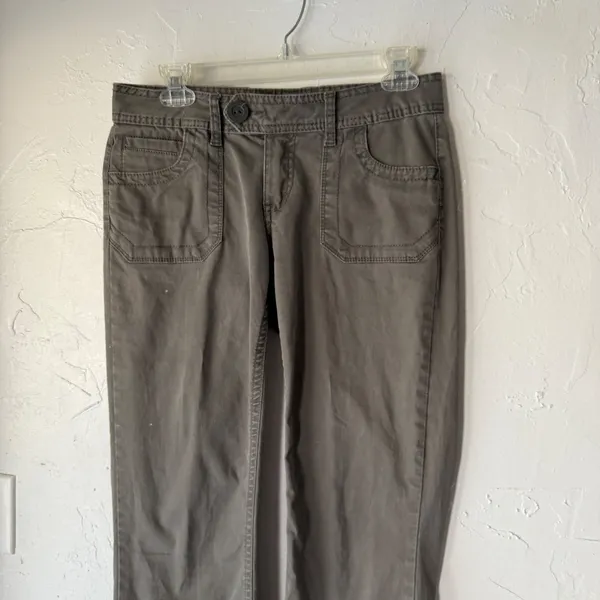 Aeropostale Vintage Y2k Cargo Pants Green Utility Pockets Straight 5/6‎ Low Rise - Image 2