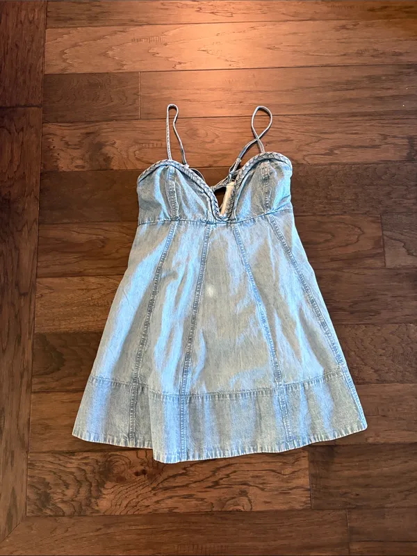 New With Tags Free People Altura Denim Mini Dress Sz M - Image 5