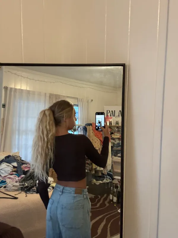 Brown Long Sleeve Workout Top - Image 3