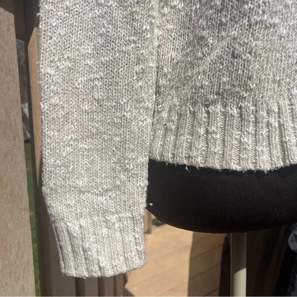 Vtg Ralph Lauren Women’s Chunky Beige & White Marled Turtleneck Sweater Size M - Image 4