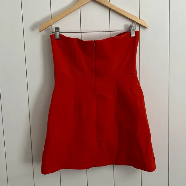 Zara Red Strapless Mini Dress - Image 9