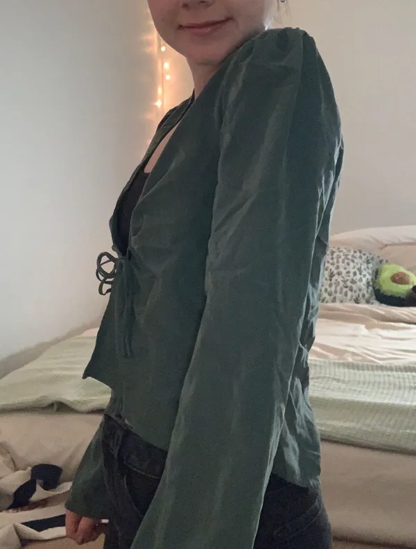 Urban Outfitters Hunter Green Tie Top - Image 2