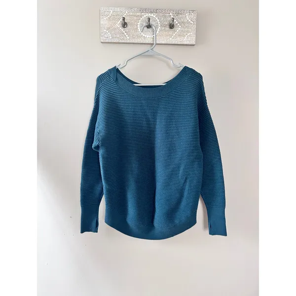 Aerie Offline Green Knit Scoop Neck Women's Long Sleeve Top - Image 3