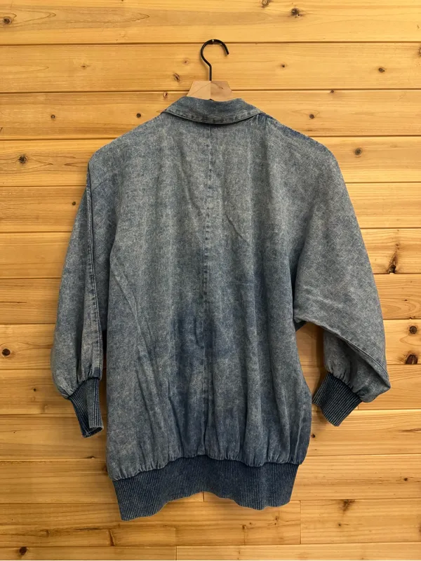 Vintage Marsha Sport Medium Acid Wash Denim Bedazzled Zip Front Jacket Retro 80 - Image 5