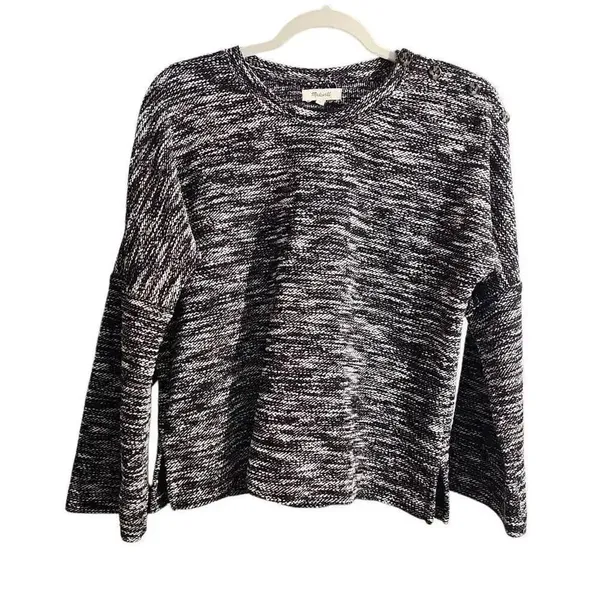Madewell Black and White Sweater, Size Small, Buttons down one shoulder. - Image 3