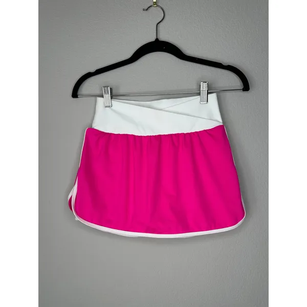 ELLIE Womens Size XS Hot Pink White Cross Front Mini Tennis Golf Skirt Skort - Image 3