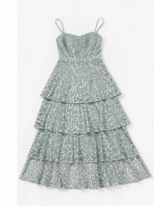 LULU's Prom Wedding Bridesmaid Tiered Lace Floral Ruffles Boho Maxi - Image 4