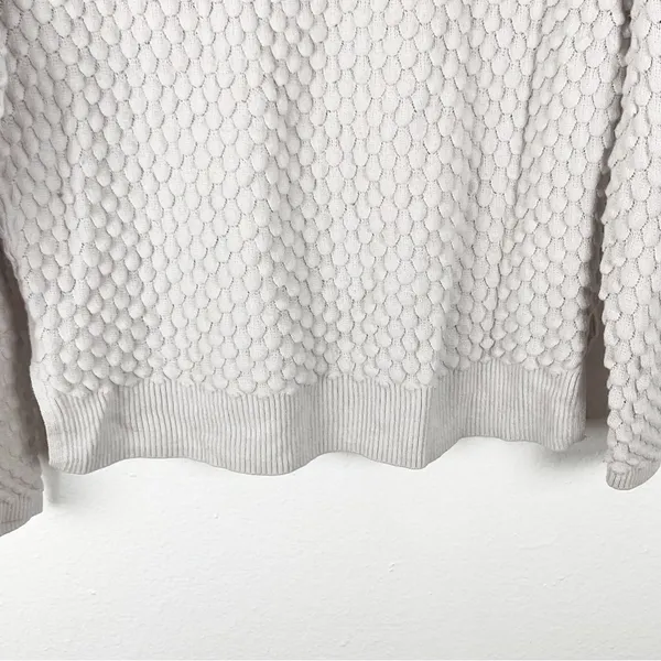 FRENCH CONNECTION Off White Wool Blend Mesh Sleeves Textured Sweater Small - Image 5
