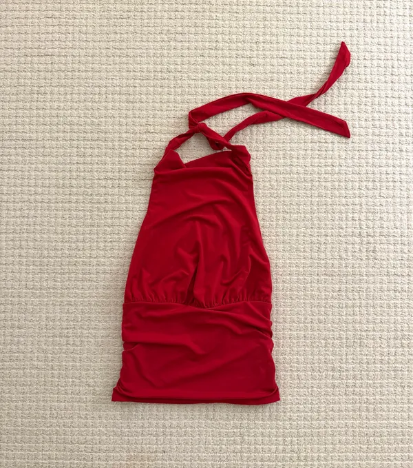 Garage Red Halter Backless Tie Top - Image 2