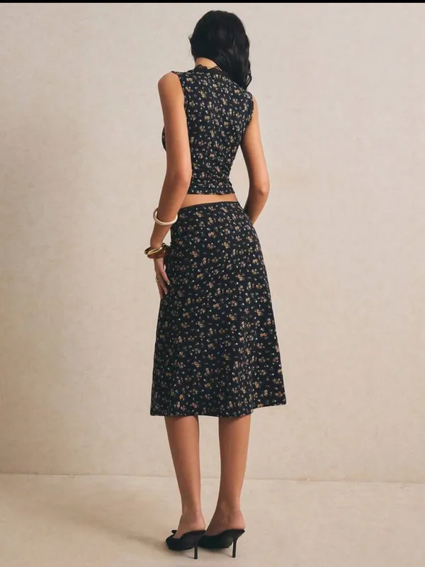 Floral 90’s Black two piece Midi Skirt - Women's New - Image 5