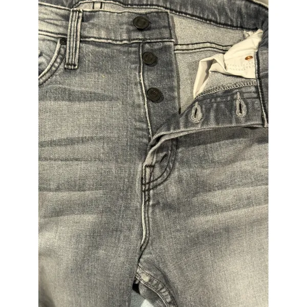 Mother The Tomcat Ankle Fray Jeans Static Grey Straight Leg Button Fly Size 25 - Image 10