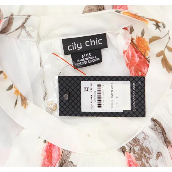 NWT City Chic Hi-Low Sleeveless Pleated Tunic Top Ivory Floral Crush White 18W - Image 7