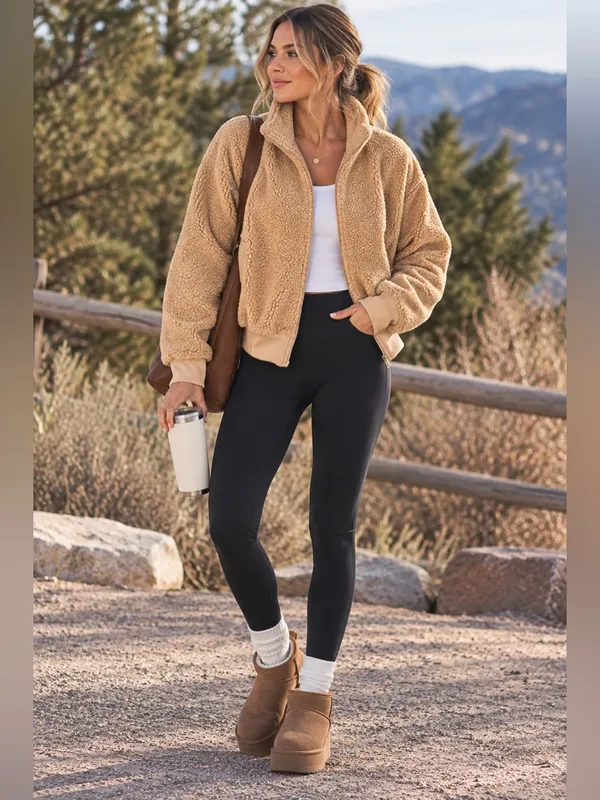 Beyond YogaBrave The Elements Sherpa Bomber jacket NEW XS - Image 2