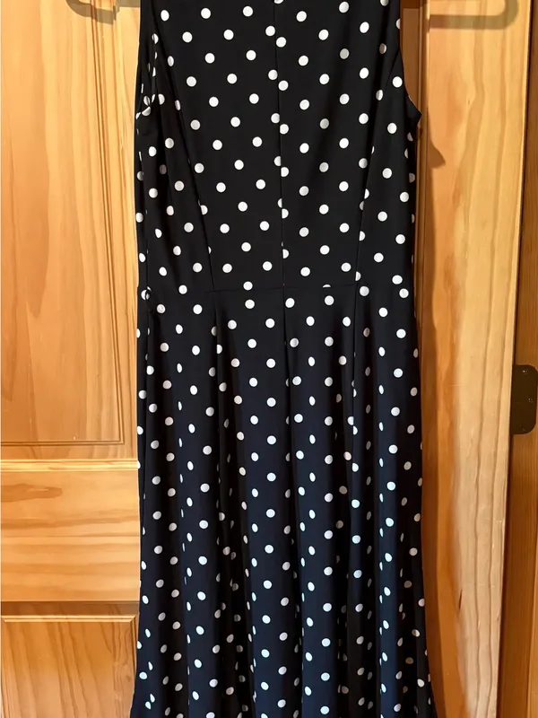 Lauren Ralph Lauren Sleeveless Polka-Dot Midi Dress black/white size 2 - Image 2